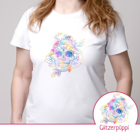 Motif à repasser en exclusivité Glitzerpüppi Sugar Skull multicolore