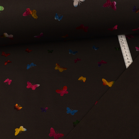 Softshell imprimé métallisé - Multicolor Butterflies - noir