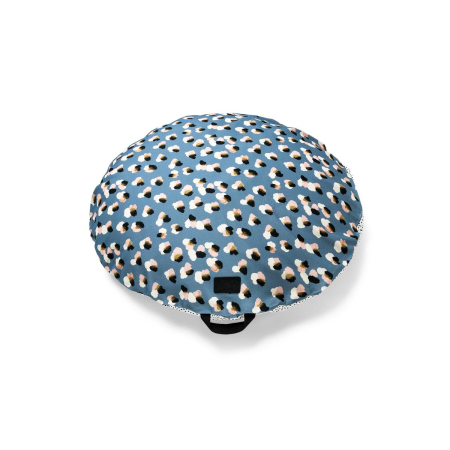 Liou coussin de sol rond imprimé léopard « Bleu » en coton avec garnissage de haute qualité