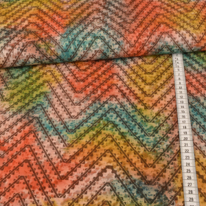 Coton - Unique Batik Zig Zag - multicolore rouille