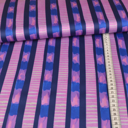 Satin de coton - Digital Stripes - rose bleu