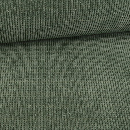 1 morceau restant 0,95m tissu en tricot chenille avec fils scintillants vert
