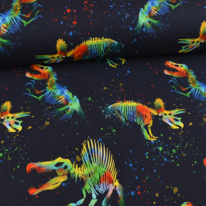 Sweat French Terry squelettes de dinosaures multicolore...