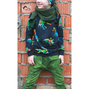 Sweat French Terry squelettes de dinosaures multicolore...