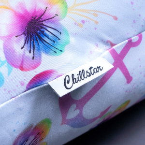 Coussin d’allaitement XXL Premium en 100% coton bio housse amovible – Fleurs et ancres sur blanc | 185 cm de long