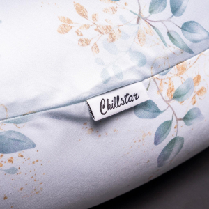 Coussin d’allaitement XXL Premium en 100% coton bio housse amovible – Eucalyptus sur blanc | 185 cm de long
