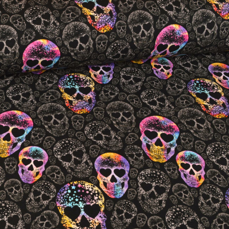 Jersey Colorful Skulls sur noir - Collection exclusive Glitzerpüppi