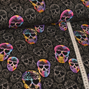 Jersey Colorful Skulls sur noir - Collection exclusive Glitzerpüppi