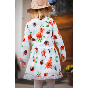 Jersey Lovely Ladybugs and Flowers menthe rayures blanc...