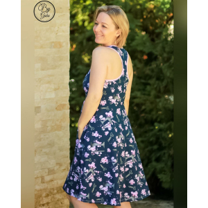 Jersey Cherryblossoms and Sewing sur bleu marine -...