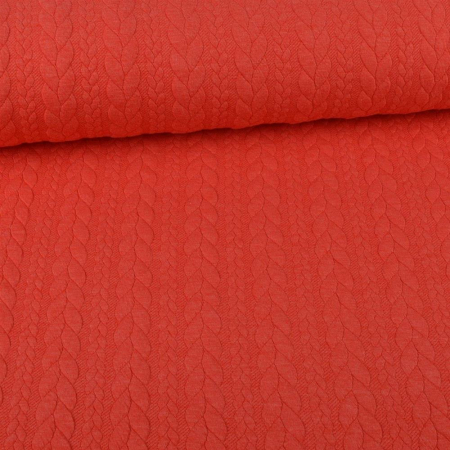 1 morceau restant 1,50m de tissu en jacquard tricoté avec motif torsadé orange chiné