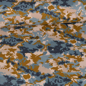 1 morceau de 0,55m de toile - camouflage - bleu moutarde