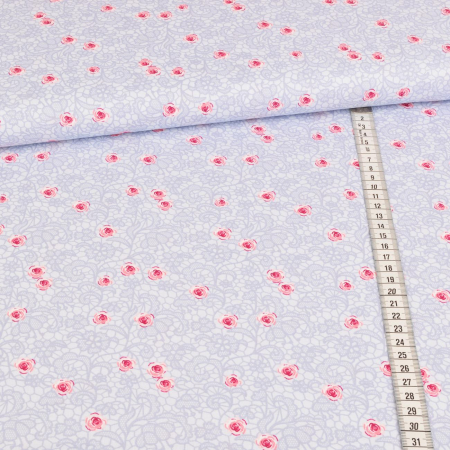 Tissu coton - timbres de Noël - rose