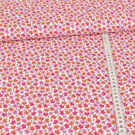 Tissu coton - timbres de Noël - rose