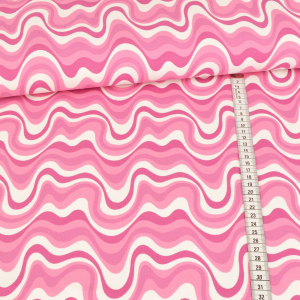 Jersey - Piscine à vagues rose sur blanc