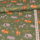 1 morceau de reste 1,55m de tissu en coton - Safari Parade danimaux sur fond vert