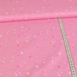 Tissu coton - Petites étoiles roses