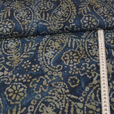 1 morceau de 1,55m de tissu en coton - Batik Paisley unique - Marine