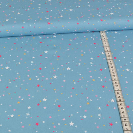 Tissu coton - Petites étoiles sur bleu