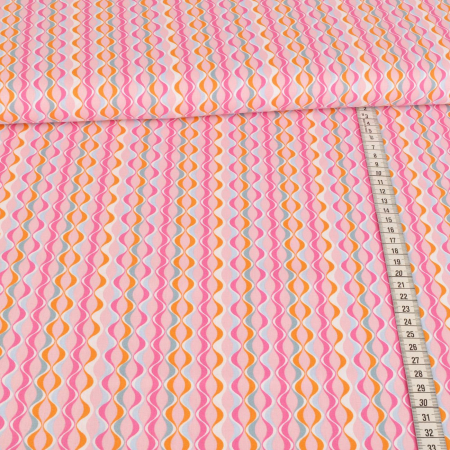 Tissu coton - Modèle abstrait rose