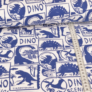 Jersey - Dinosaures bleus sur blanc