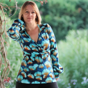Jersey Ginkgo Marine Turquoise Cuivre - Collection exclusive Glitzerpüppi