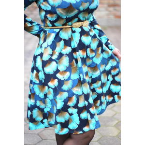 Jersey Ginkgo Marine Turquoise Cuivre - Collection exclusive Glitzerpüppi