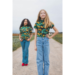 Jersey Ginkgo Or Vert Foncé - Collection exclusive Glitzerpüppi