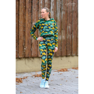 Jersey Ginkgo Or Vert Foncé - Collection exclusive Glitzerpüppi