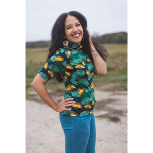 Jersey Ginkgo Or Vert Foncé - Collection exclusive Glitzerpüppi