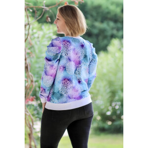 French Terry - Aquarelle Mandala Sarcelle Violet - Glitzerpüppi Exclusif Production Propre