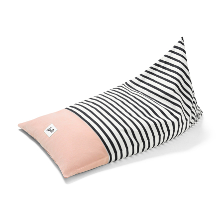 Liou pouf enfant « Zebra » en coton bio doux avec garnissage inclus 110x70x60 cm (Rose)