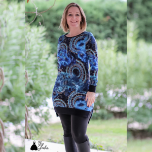 French Terry - Mandala magique pétrole - Glitzerpüppi Exclusif Production Propre