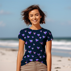Jersey Colorful Hearts bleu marine - Collection exclusive Glitzerpüppi