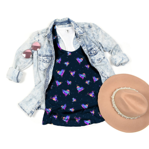 Jersey Colorful Hearts bleu marine - Collection exclusive Glitzerpüppi