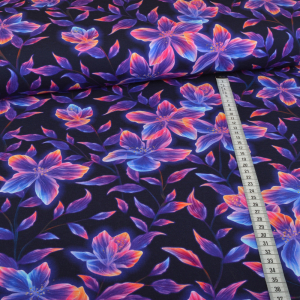 Jersey Glowing Flowers bleu marine - Collection exclusive...