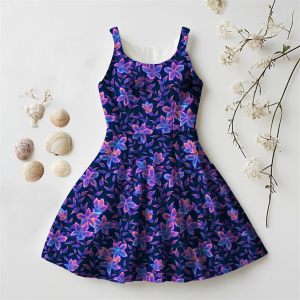 Jersey Glowing Flowers bleu marine - Collection exclusive Glitzerpüppi