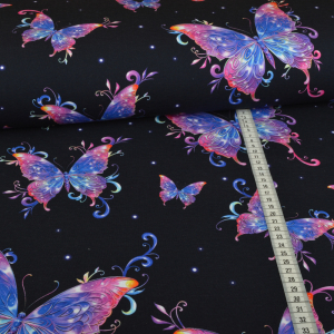 Lot de tissus Jersey Colorful Butterflies bleu marine - Collection exclusive Glitzerpüppi
