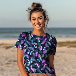 Jersey Ginkgo Butterflies bleu marine - Collection exclusive Glitzerpüppi