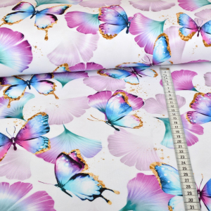Jersey Ginkgo Butterflies blanc - Collection exclusive...
