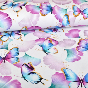 Lot de tissus Jersey Colorful Butterflies bleu marine - Collection exclusive Glitzerpüppi