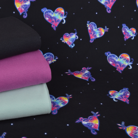 Lot de tissus Jersey Colorful Butterflies bleu marine - Collection exclusive Glitzerpüppi