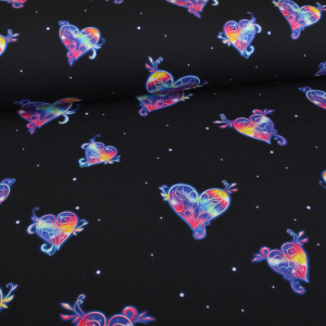 Lot de tissus Jersey Colorful Butterflies bleu marine -...