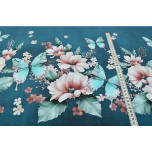 Jersey bordure Prairie aux papillons look denim -...