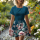 Jersey bordure Prairie aux papillons look denim - Collection exclusive Glitzerpüppi