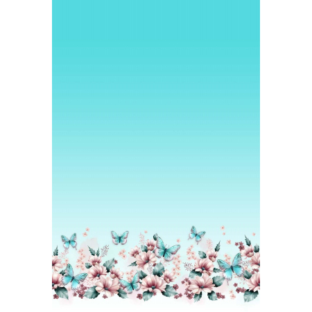Jersey bordure Prairie aux papillons menthe - Collection exclusive Glitzerpüppi