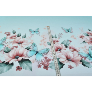 Jersey bordure Prairie aux papillons menthe - Collection...