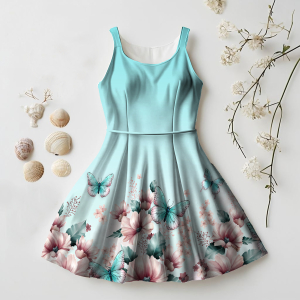 Jersey bordure Prairie aux papillons menthe - Collection exclusive Glitzerpüppi