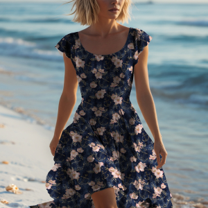 Jersey Fleurs dancres rose sur look denim - Collection exclusive Glitzerpüppi