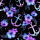 Jersey Fleurs dancres bleu violet sur noir - Collection exclusive Glitzerpüppi